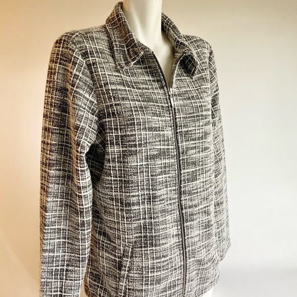 Emily Daniels Black White 44% Cotton 42% Polyester Zipper Closure Jacket size M - Picture 5 of 13